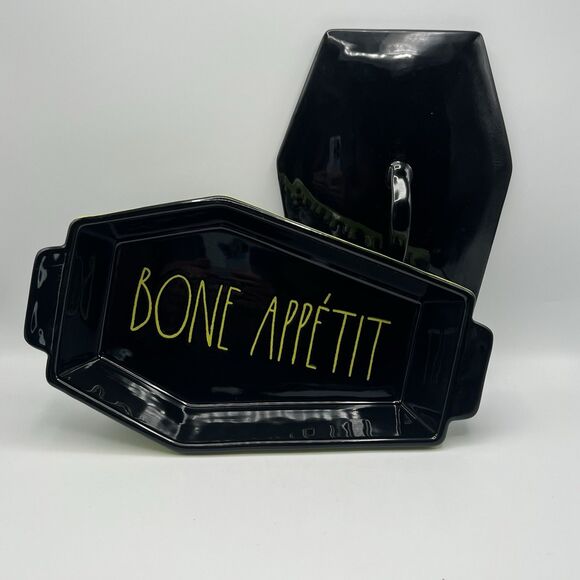 Rae Dunn Other - New Rae Dunn BONE APPETIT Black Coffin Baking Dish w/Lid Halloween Vampire Décor
